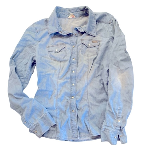 G by Guess Tops - Guess Blue Denim Button-Up Shirt